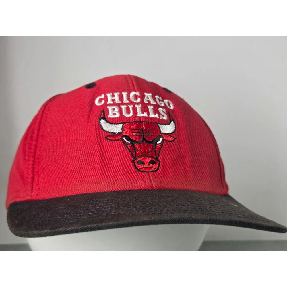 Vintage TISA Chicago Bulls Hat Cap Snapback Red Black Retro Adidas